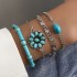 Cross border Bohemian ethnic style turquoise inlaid bracelet set, lotus inlaid turquoise bracelet multiple piece set