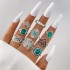 European and American Cross border Ring Set Retro Geometric Round Oval Imitation Opal Gemstone 8-Piece Set Ring Joint Ring