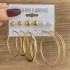 European and American Metal Rainbow Rice Bead Earrings Geometric Circle Pearl Earrings Retro Earrings Set 6-piece Set for Women