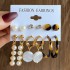 European and American Cross border New Geometric Circle Pearl Women's Earrings Set Pearl Butterfly Exaggerated Twisted Earrings 6 Pair Set