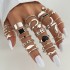 Cross border electrophoresis black butterfly inlaid diamond ring mixed batch pearl ring women's niche high-end joint ring set of 23 pieces