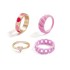 Korean jewelry industry drip oil colored peach heart smiling face ring cross-border fashion multi-layer heart-shaped joint index finger ring set