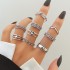 European and American Cross border Retro Vintage Butterfly Serpentine Ring Set Combination Open Multi Joint Ring Set 9-Piece Set