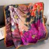 New retro ethnic style brocade large square scarf, sun protection simulation silk scarf, air conditioning shawl dual-use, one-piece hair replacement