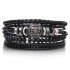 Retro bead bracelet for men, fashionable hollow triangular leather bracelet and bracelet, multi-layer wide wrapped jewelry