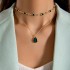 Cross border imitation grandmother emerald temperament versatile multi-layer bow necklace light luxury diamond inlaid love flower necklace