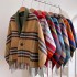 New Queen Dowager plaid scarf for women, autumn and winter tassel wool cape, double-sided shawl, multifunctional warm scarf