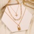 Cross border European and American retro circular antique bronze bead multi-layer geometric hexagonal circle arrow necklace in the Korean jewelry industry