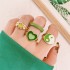 Korean jewelry industry drip oil colored peach heart smiling face ring cross-border fashion multi-layer heart-shaped joint index finger ring set