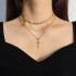 New cross-border artificial pearl collarbone chain from Europe and America, creative cross pendant necklace, retro multi-layer layered layered necklace