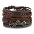 Retro Batman rope woven handmade bead woven bracelet jewelry fashionable multi-layer leather bracelet set for men