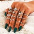 Yongge Cross border Foreign Trade Geometric Set Ring Wholesale Fashion OL Leaf Love Set Diamond 15 Piece Set Ring for Women