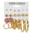 Euro American Cross border Alloy Earrings Square Geometric Earrings Set 6-piece Retro Pearl Card Earrings Earrings and Accessories