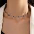 New cross-border jewelry European and American fashion trend simple green rhinestone women's short single-layer necklace collarbone chain