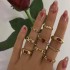 Amazon Cross border Light Luxury Jewelry Color Diamond Set Four Piece Ring Set Geometric Imitation Gemstone Set Ring Set