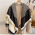 Korean version new striped imitation cashmere scarf for women in winter, warm and thick, versatile shawl, tassel geometric square scarf, neck scarf