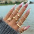 Cross border jewelry niche trend design photosensitive surface ring exaggerated geometric curved surface open joint ring set