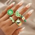 European and American Cross border Jewelry Brown Love Drop Oil Ring Six Piece Set Geometric Flower Ring Combination Set