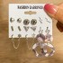 Cross border Pearl Inlaid Women's Card Earrings Creative French Retro Gold Earring Set 6-piece Set