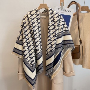 Summer air-conditioned room small shawl with autumn and winter thick design, four sided fringe Su large square scarf, large-sized scarf