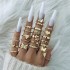 Cross border New Fashionable Versatile Leaf Love Ring Set Personalized Geometric Stacked Joint Ring Multi piece Set