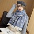 Winter Camellia Diagonal Grid Core Wrapped Yarn Jacquard Scarf Women's Versatile Cashmere Shawl Thickened Warm and Cold proof Scarf