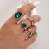 Amazon Cross border Light Luxury Jewelry Color Diamond Set Four Piece Ring Set Geometric Imitation Gemstone Set Ring Set