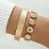 Cross border European and American retro personality exaggerated wide face bracelet set gold smooth irregular wristband bracelet multi piece set