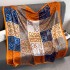 New retro ethnic style brocade large square scarf, sun protection simulation silk scarf, air conditioning shawl dual-use, one-piece hair replacement