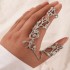 European and American cross-border exaggerated personalized ring, flower chain temperament, fashionable hollow carved flower connected finger ring jewelry for women