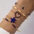 AliExpress Cross border Jewelry Blue Butterfly Inlaid Diamond Hollow Four Layer Bracelet Geometric Opening Four Piece Bracelet Set