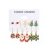 Christmas Series Snowflake Bell Earnail Combination Set Cross border Cartoon Drip Oil Elk Old Man Christmas Earrings