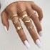 Cross border hot selling diamond studded eye cross leaf ring multi joint 23 piece set pearl sun moon ring