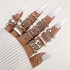 Cross border New Fashionable Versatile Leaf Love Ring Set Personalized Geometric Stacked Joint Ring Multi piece Set