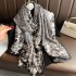 2023 New Simulated Silk Silk Women's Mountain Camellia Explosive Shawl Beach Scarf Thin Edition Trendy Brand New Silk Satin Multiple Scarves