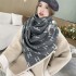 New imitation cashmere scarf for women with high-end feel, letter carriage short beard tassel scarf, light luxury style, thick and warm shawl