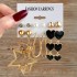 European and American Metal Rainbow Rice Bead Earrings Geometric Circle Pearl Earrings Retro Earrings Set 6-piece Set for Women