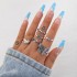 European and American Cross border New Jewelry Ring Vintage Ethnic Style Mushroom Love Moon Leaf Ancient Silver 7-piece Set Ring