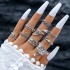 European and American Cross border New Jewelry Ring Vintage Ethnic Style Mushroom Love Moon Leaf Ancient Silver 7-piece Set Ring