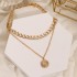 Cross border European and American retro circular antique bronze bead multi-layer geometric hexagonal circle arrow necklace in the Korean jewelry industry