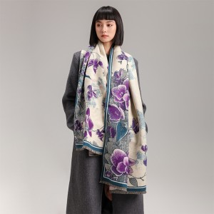 Autumn and winter new double-sided color oil painting series imitation cashmere thick warm scarf, air-conditioned room neck protection shawl for external use