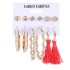 Cross border accessories European and American earrings 6-piece set Geometric metal acrylic sheet tassel earrings set Jewelry wholesale