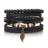 Vintage leaf rope woven handmade bead woven bracelet, fashionable multi-layer leather bracelet set for men and women