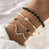 Cross border new European and American bracelet ins retro inlaid green diamond square bracelet inlaid diamond butterfly heart bracelet 4-piece set