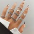 European and American Cross border Retro Vintage Butterfly Serpentine Ring Set Combination Open Multi Joint Ring Set 9-Piece Set