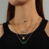 Cross border imitation grandmother emerald temperament versatile multi-layer bow necklace light luxury diamond inlaid love flower necklace