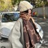 New coffee colored winter warm scarf for women, elegant and thick style, imitation cashmere shawl jacquard brushed scarf