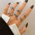 European and American Cross border Retro Vintage Butterfly Serpentine Ring Set Combination Open Multi Joint Ring Set 9-Piece Set