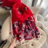 Elegant socialite butterfly floral print scarf for women, thickened and warm, imitation cashmere scarf, double-sided versatile shawl