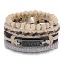 Retro bead bracelet for men, fashionable hollow triangular leather bracelet and bracelet, multi-layer wide wrapped jewelry